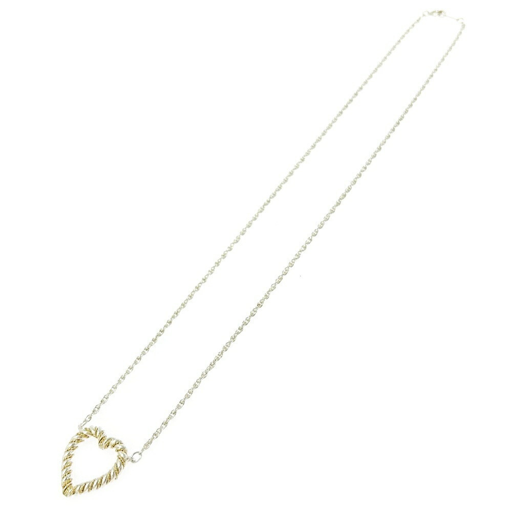 TIFFANY Co Silver Gold Twisted Heart Combination Necklace